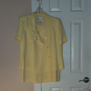 Le Suit Light Yellow Blazer and Skirt Set